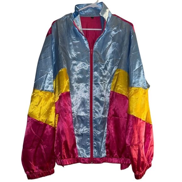 80s Color Block Windbreaker Jacket 3XL Multicolor Unisex - Picture 1 of 5